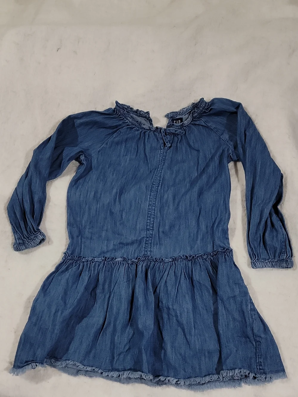 GAP Indigo Blue Long-Sleeve Girls Denim-Style Dress Medium Back To School